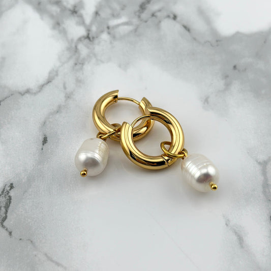 Chunk pearl hoops